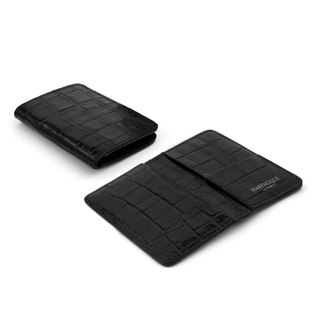 Crocodile Effect Leather Credit Card Holder