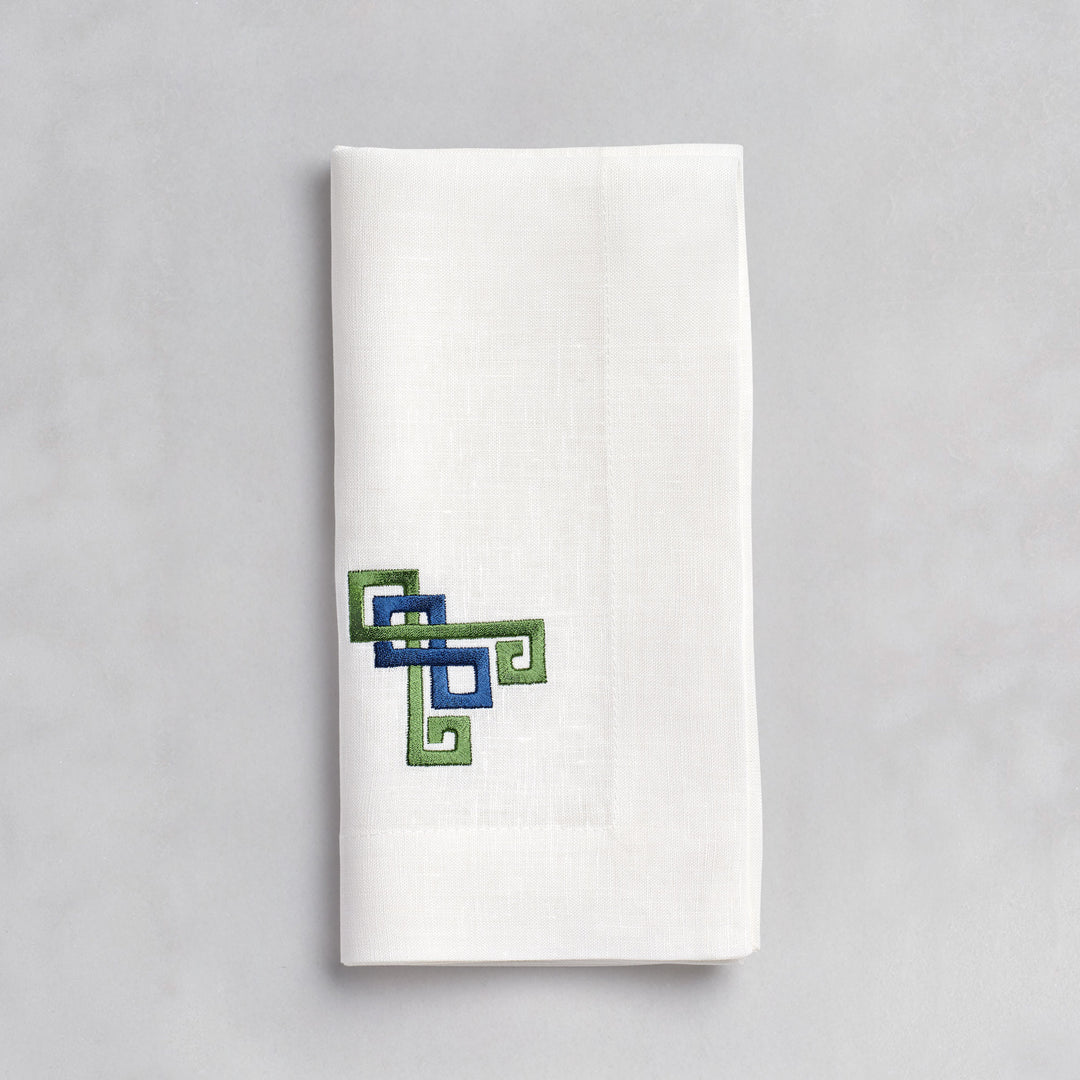 Maze Embroidered Linen Napkin