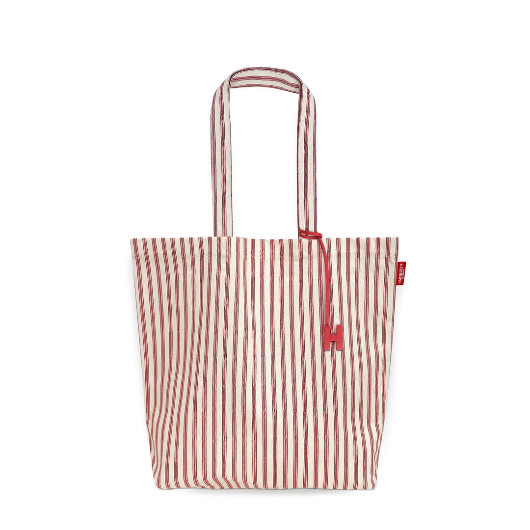 Striped Shopping Bag - Red