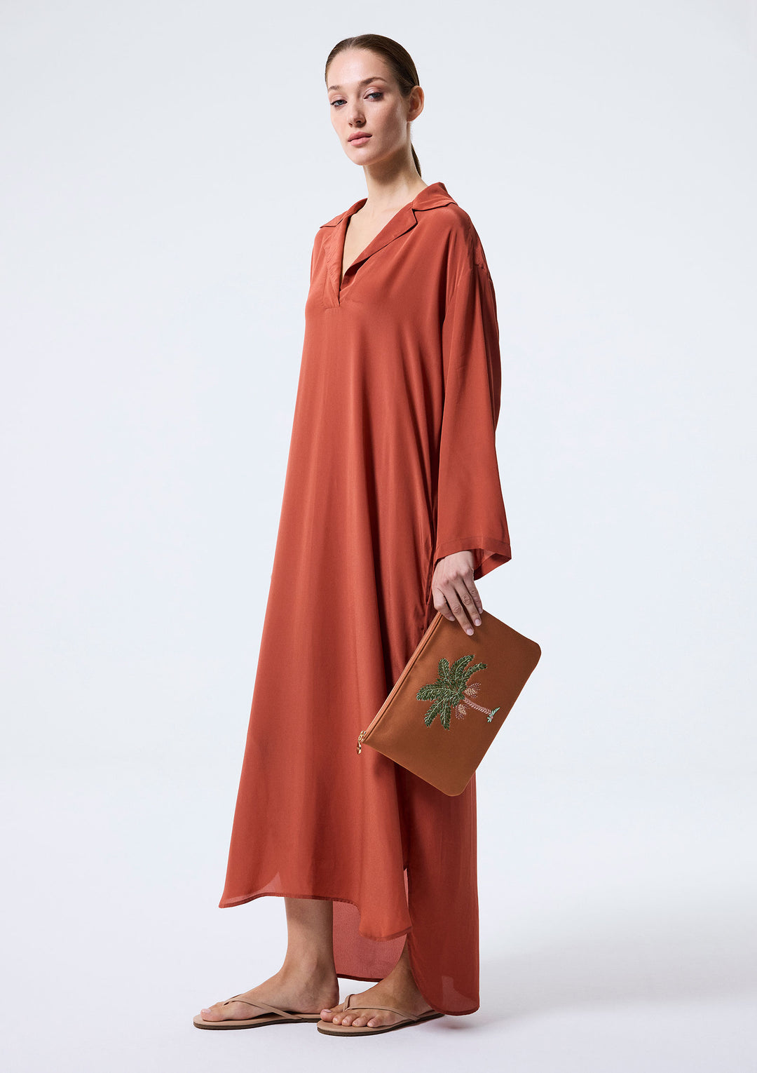 Date Palm Tree Clutch - Cinnamon