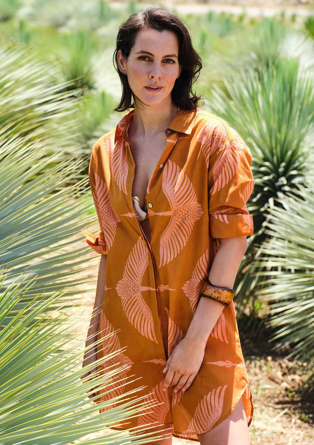 Wings Gömlek Elbise - Tarçın