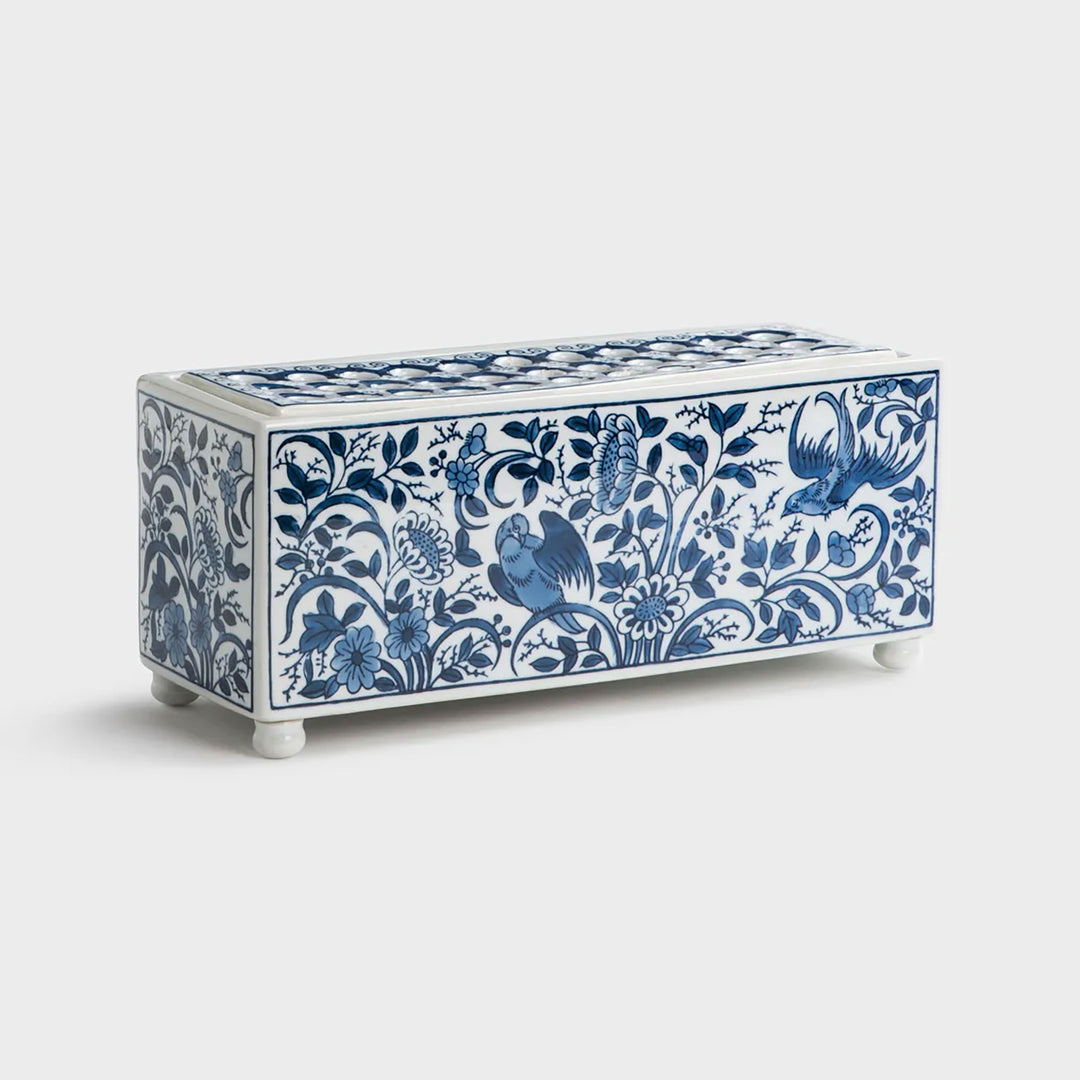 Blue & White Patterned Compartment Vase
