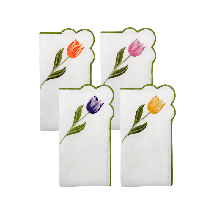 Seferî Nakışlı Peçete - Tulip Garden - 4’lü Set