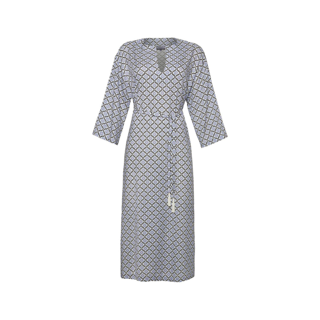 Lotus Garden Midi Elbise - Mavi