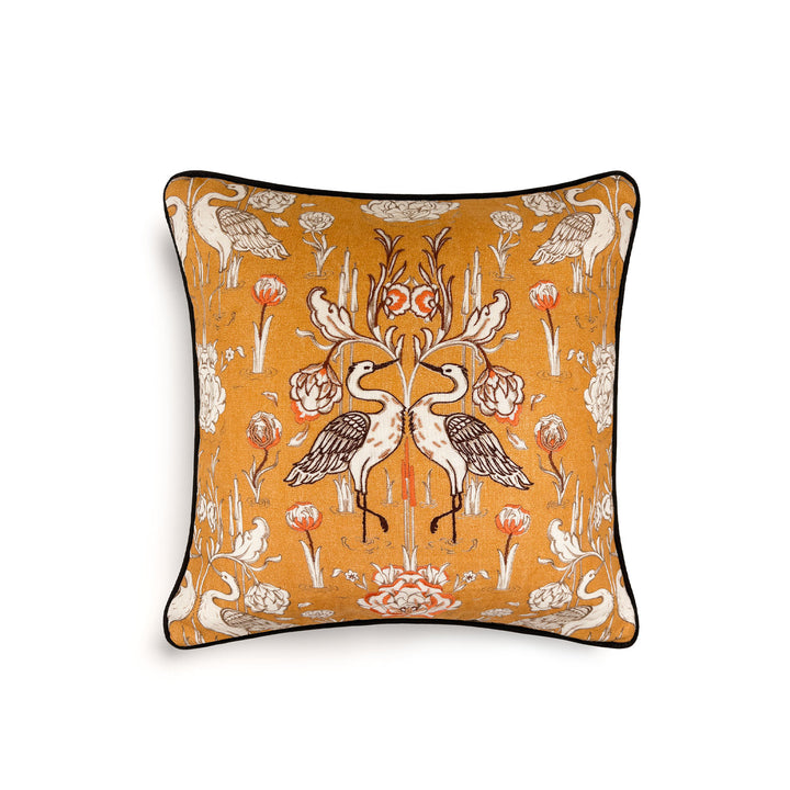 Everbound Nakış Detaylı Dekoratif Yastık - Hardal - 50x50 cm