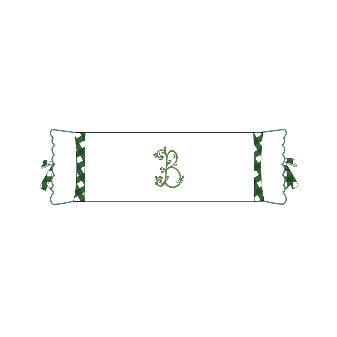 Seferî Flower Garden İnisyal Nakışlı Silindir Yastık Kılıfı - Yeşil