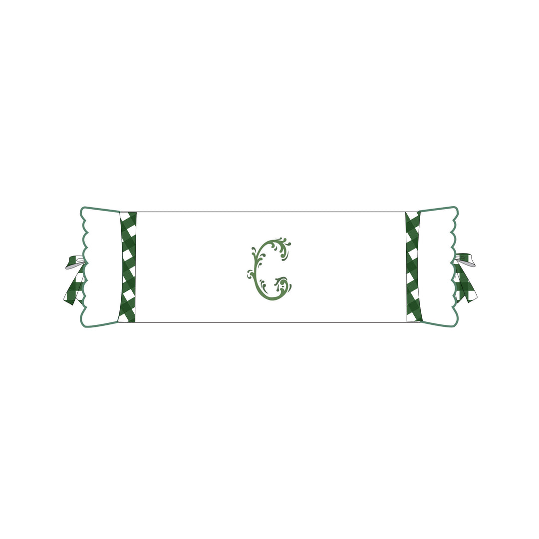 Seferî Flower Garden İnisyal Nakışlı Silindir Yastık Kılıfı - Yeşil