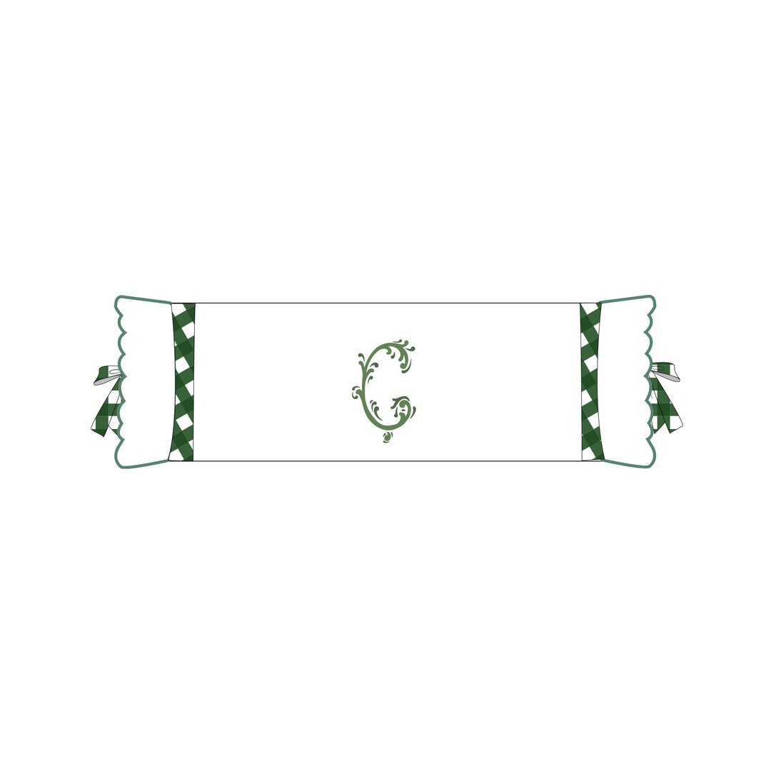 Seferî Flower Garden İnisyal Nakışlı Silindir Yastık Kılıfı - Yeşil