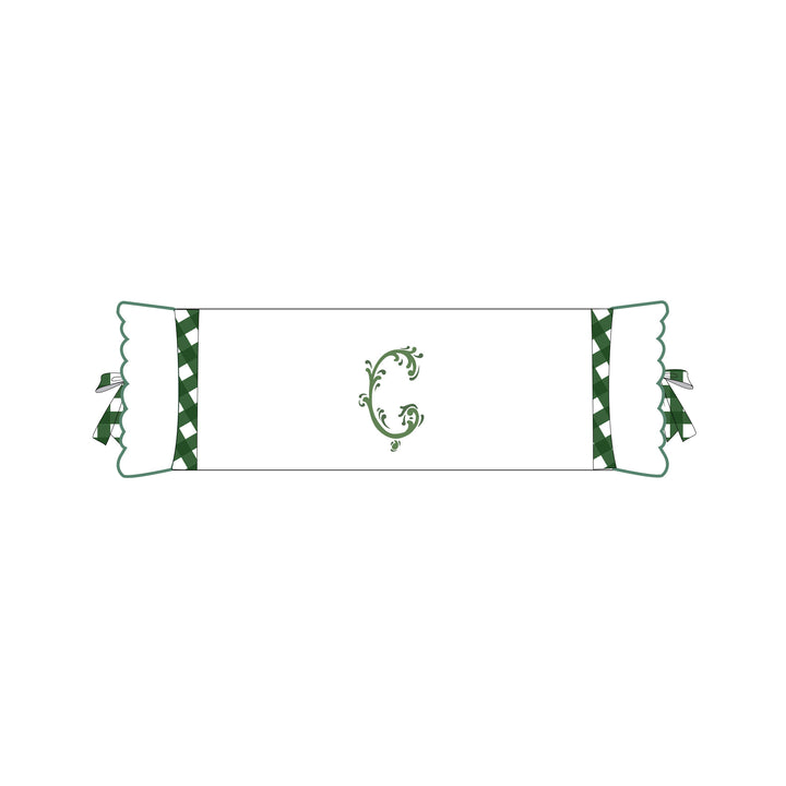 Seferî Flower Garden İnisyal Nakışlı Silindir Yastık Kılıfı - Yeşil