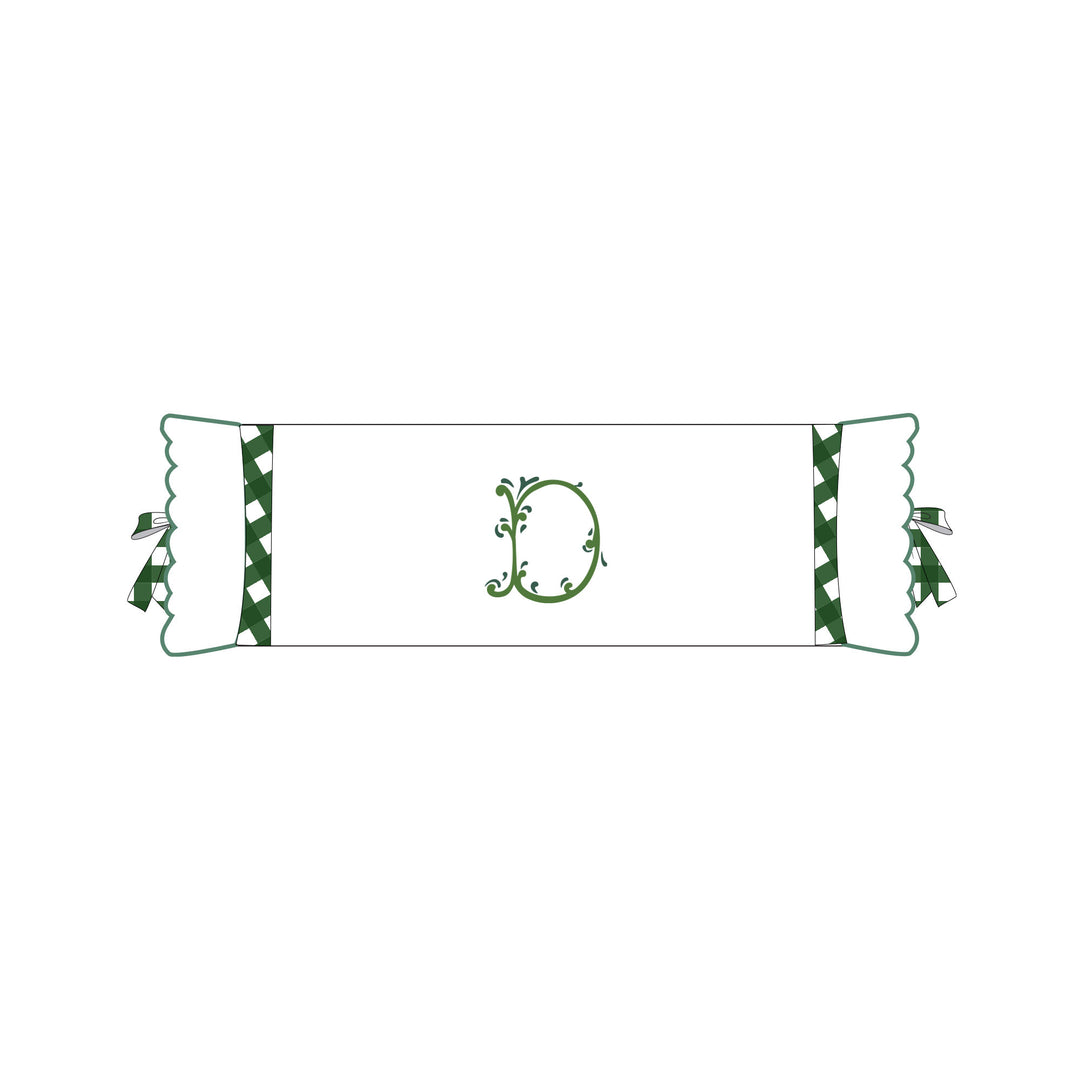 Seferî Flower Garden İnisyal Nakışlı Silindir Yastık Kılıfı - Yeşil