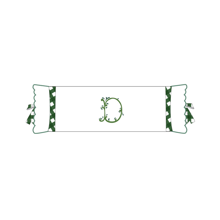 Seferî Flower Garden İnisyal Nakışlı Silindir Yastık Kılıfı - Yeşil