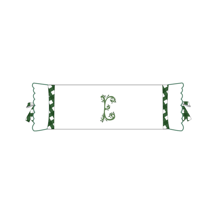 Seferî Flower Garden İnisyal Nakışlı Silindir Yastık Kılıfı - Yeşil