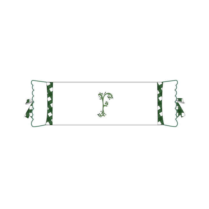 Seferî Flower Garden İnisyal Nakışlı Silindir Yastık Kılıfı - Yeşil