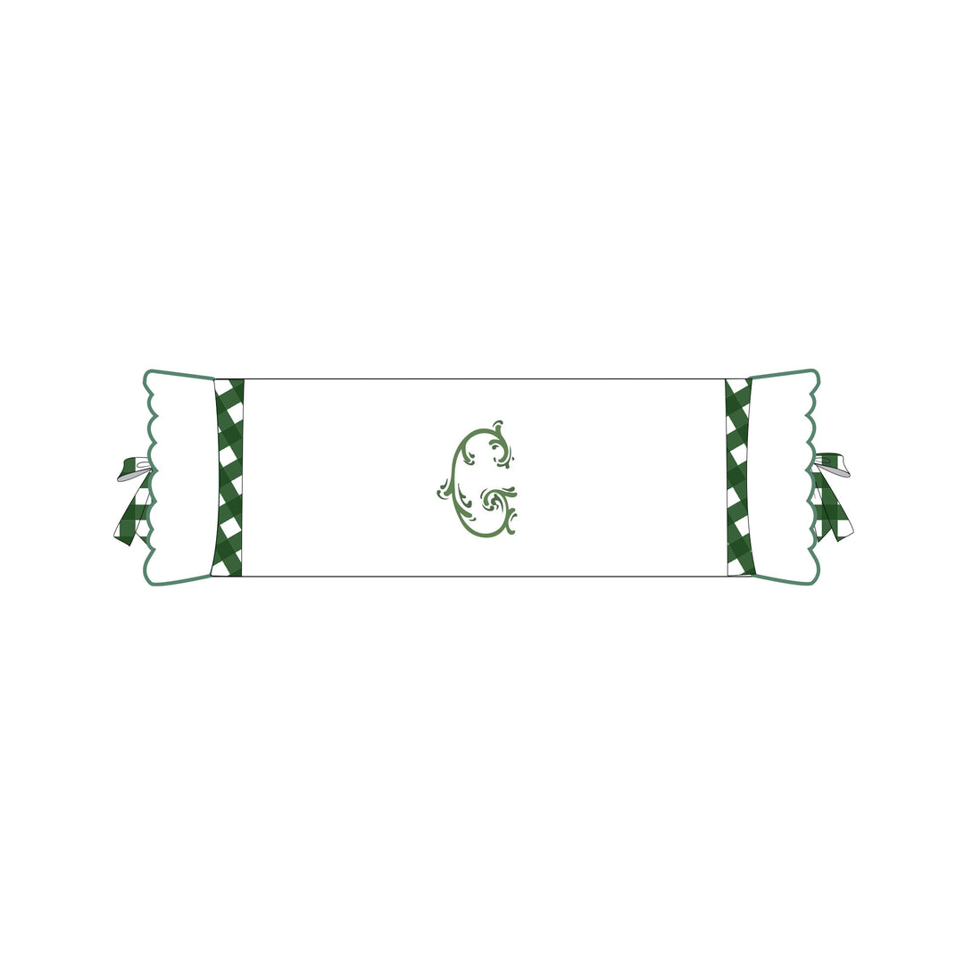 Seferî Flower Garden İnisyal Nakışlı Silindir Yastık Kılıfı - Yeşil