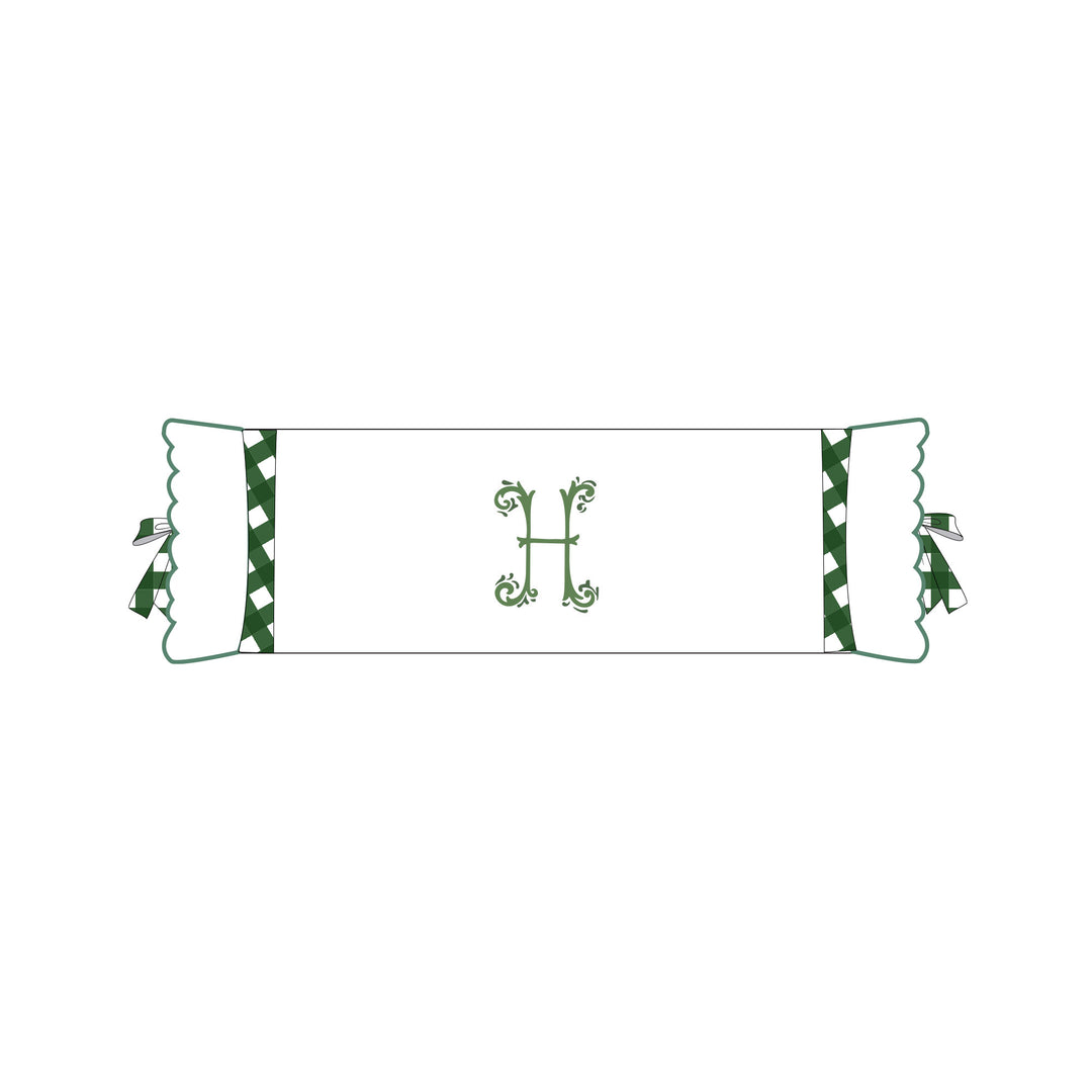 Seferî Flower Garden İnisyal Nakışlı Silindir Yastık Kılıfı - Yeşil