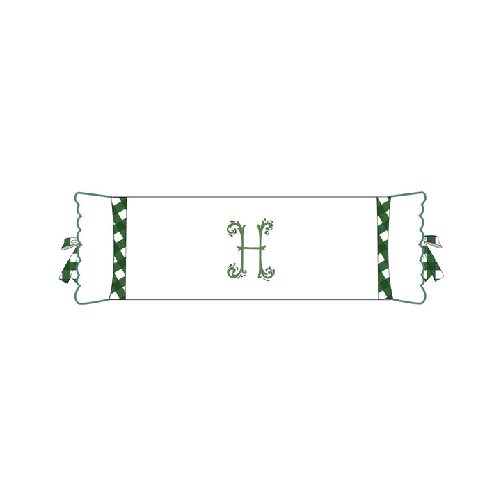 Seferî Flower Garden İnisyal Nakışlı Silindir Yastık Kılıfı - Yeşil