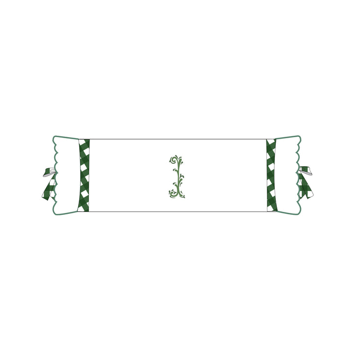 Seferî Flower Garden İnisyal Nakışlı Silindir Yastık Kılıfı - Yeşil