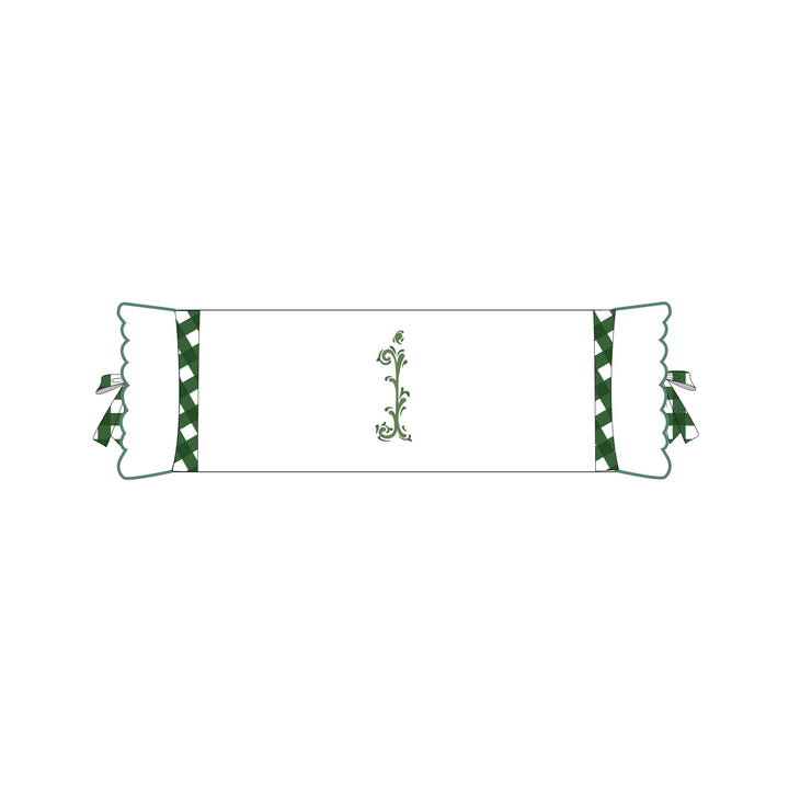 Seferî Flower Garden İnisyal Nakışlı Silindir Yastık Kılıfı - Yeşil