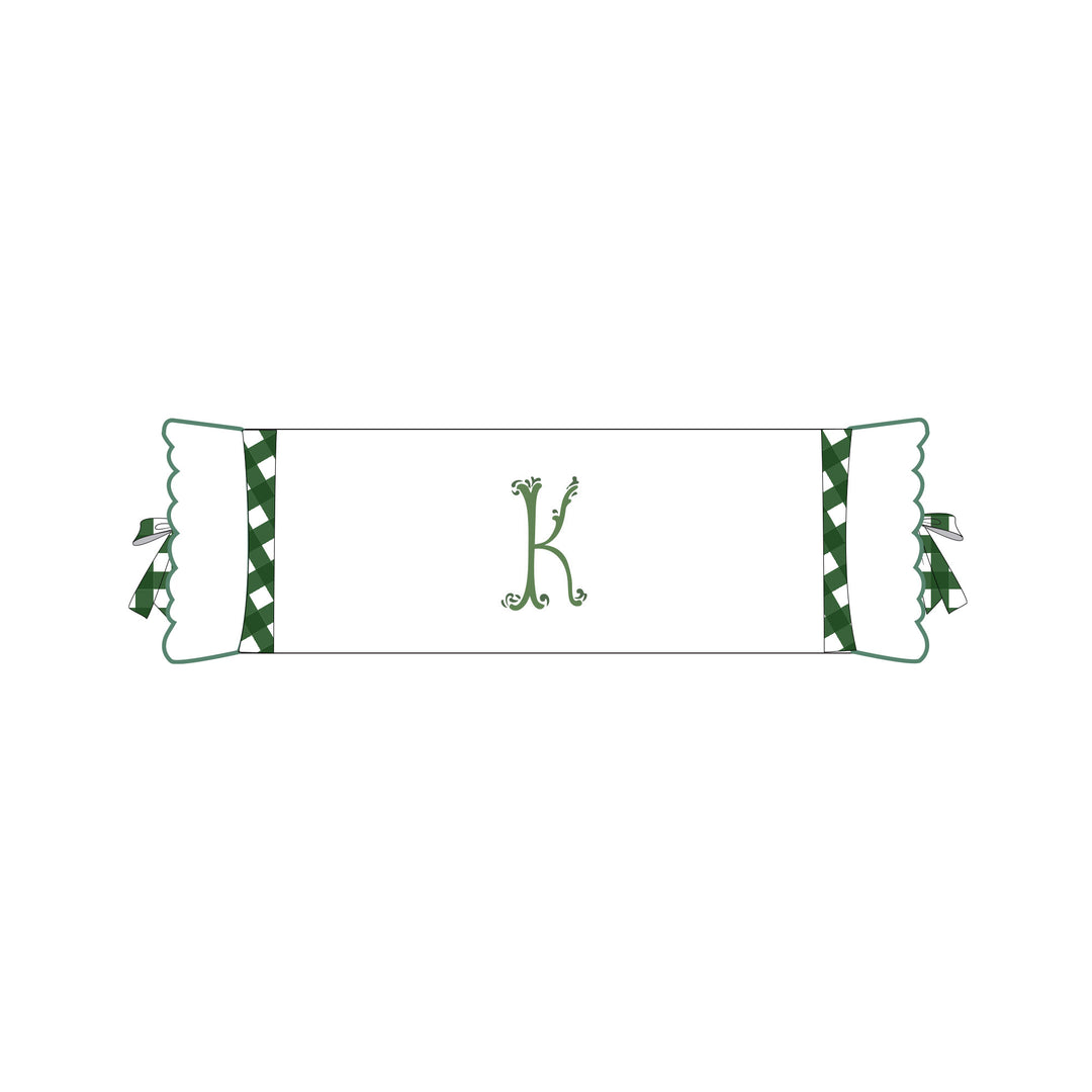 Seferî Flower Garden İnisyal Nakışlı Silindir Yastık Kılıfı - Yeşil