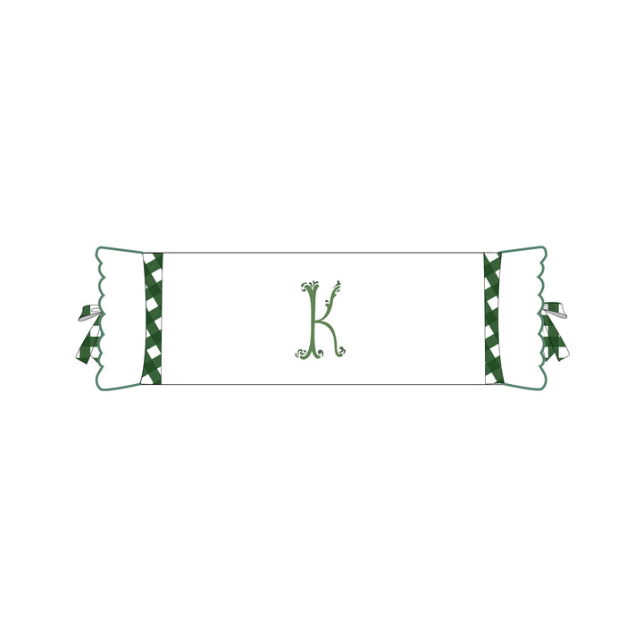 Seferî Flower Garden İnisyal Nakışlı Silindir Yastık Kılıfı - Yeşil