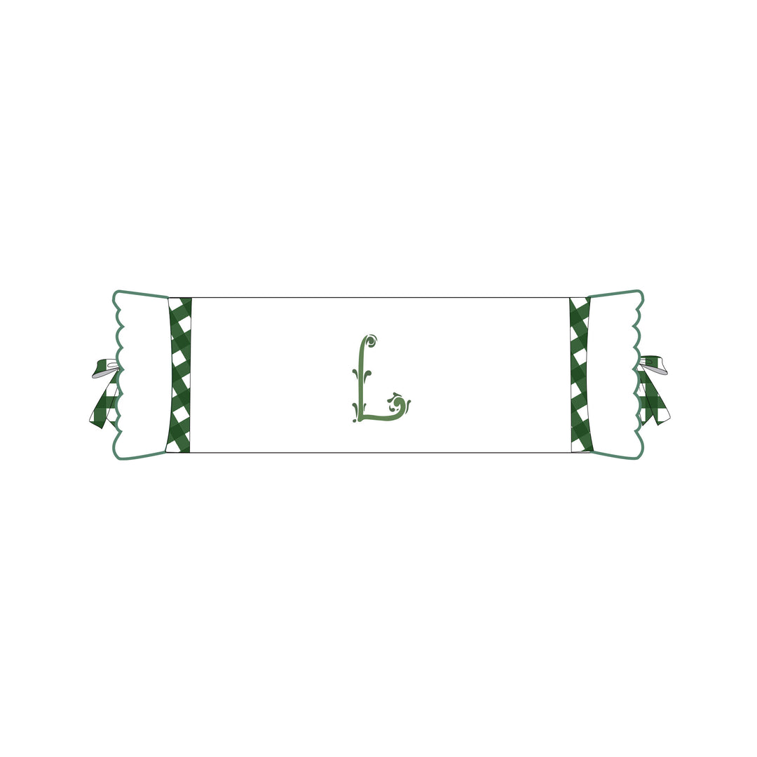 Seferî Flower Garden İnisyal Nakışlı Silindir Yastık Kılıfı - Yeşil