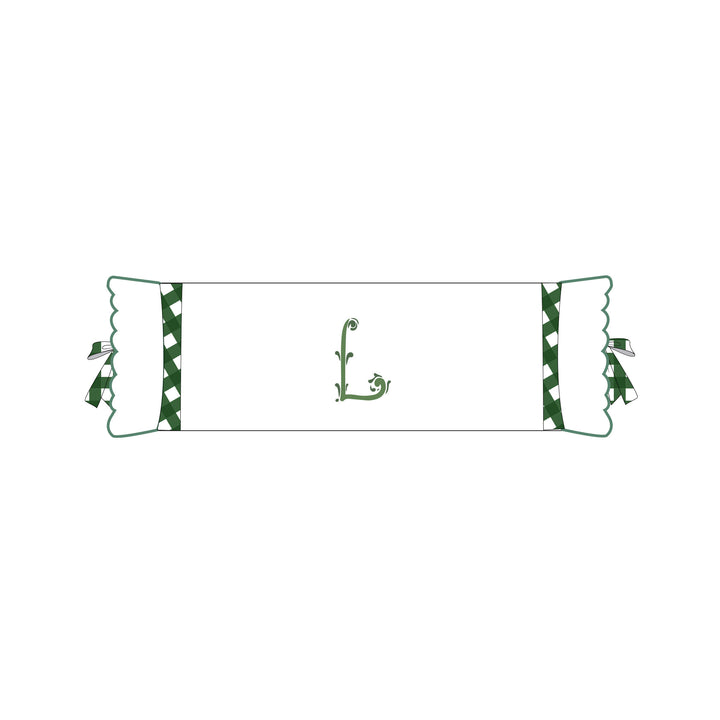 Seferî Flower Garden İnisyal Nakışlı Silindir Yastık Kılıfı - Yeşil