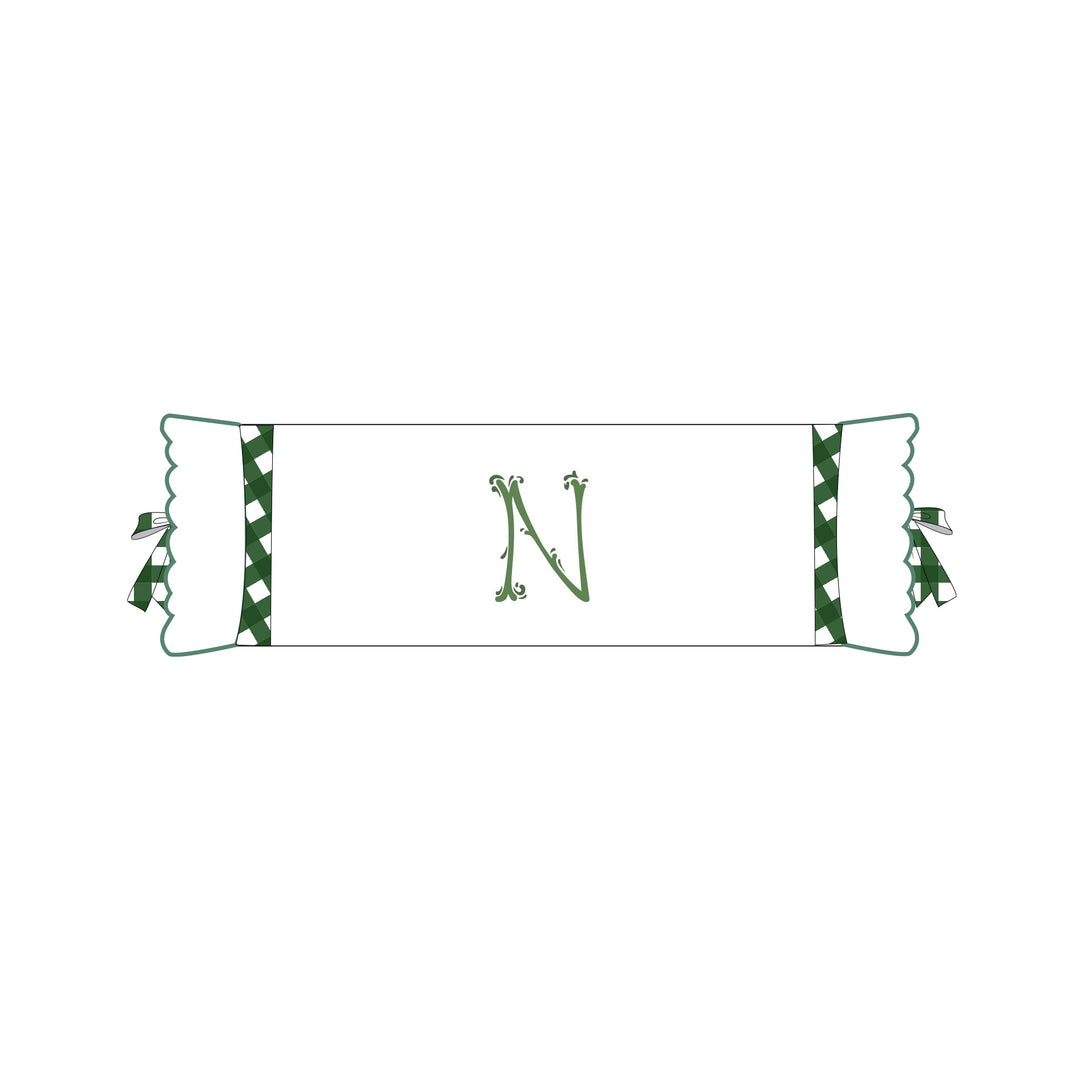 Seferî Flower Garden İnisyal Nakışlı Silindir Yastık Kılıfı - Yeşil