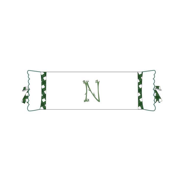 Seferî Flower Garden İnisyal Nakışlı Silindir Yastık Kılıfı - Yeşil