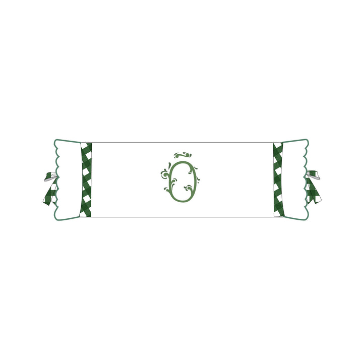 Seferî Flower Garden İnisyal Nakışlı Silindir Yastık Kılıfı - Yeşil