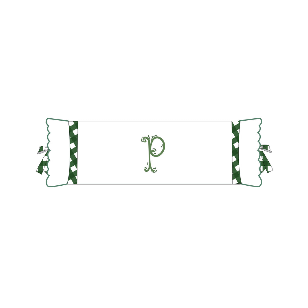 Seferî Flower Garden İnisyal Nakışlı Silindir Yastık Kılıfı - Yeşil