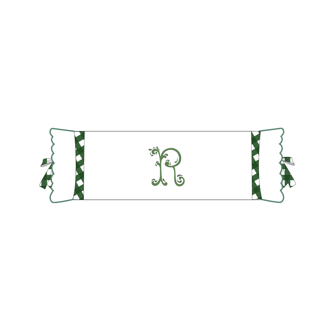 Seferî Flower Garden İnisyal Nakışlı Silindir Yastık Kılıfı - Yeşil