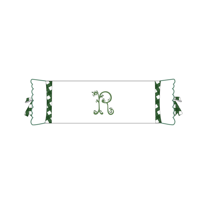 Seferî Flower Garden İnisyal Nakışlı Silindir Yastık Kılıfı - Yeşil