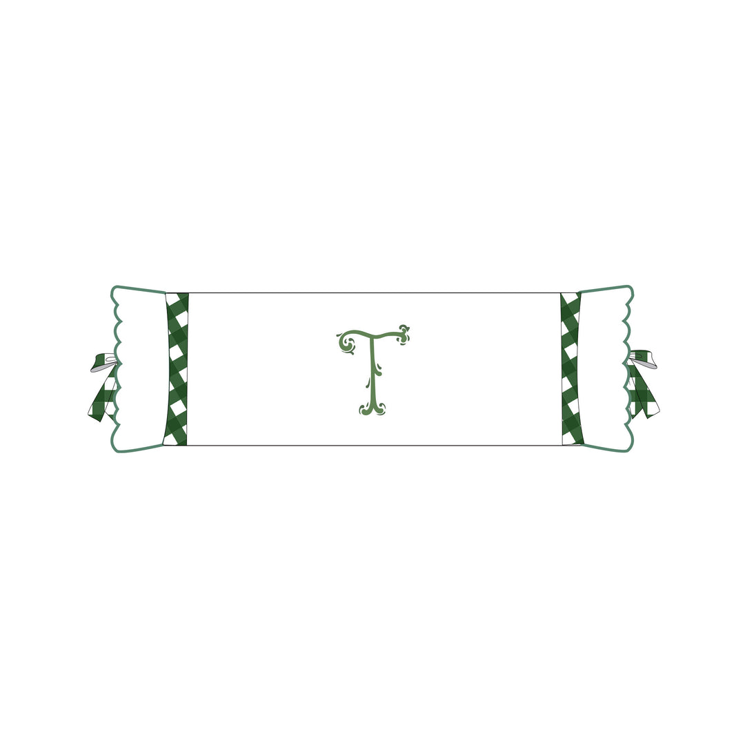 Seferî Flower Garden İnisyal Nakışlı Silindir Yastık Kılıfı - Yeşil