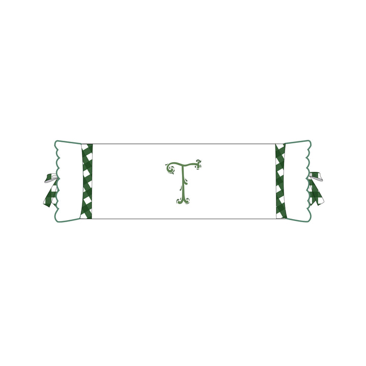 Seferî Flower Garden İnisyal Nakışlı Silindir Yastık Kılıfı - Yeşil