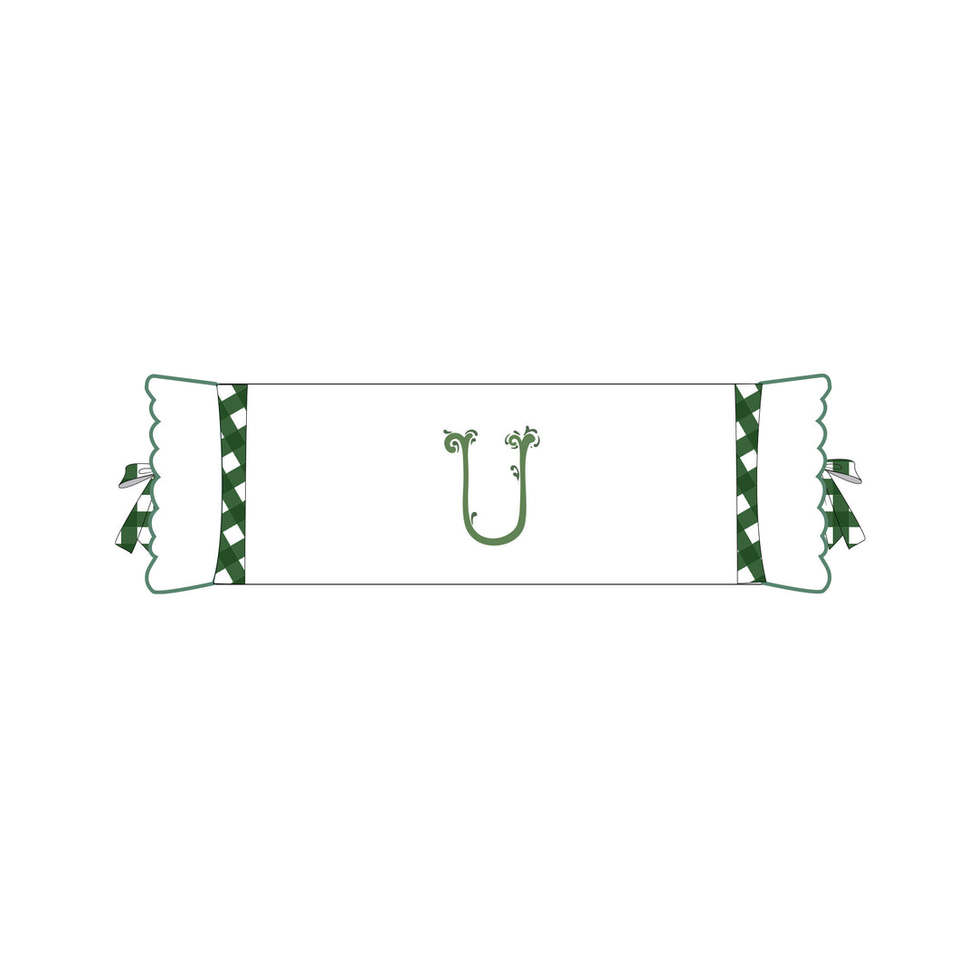 Seferî Flower Garden İnisyal Nakışlı Silindir Yastık Kılıfı - Yeşil