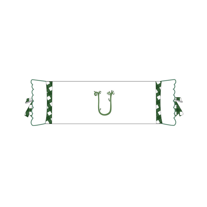 Seferî Flower Garden İnisyal Nakışlı Silindir Yastık Kılıfı - Yeşil