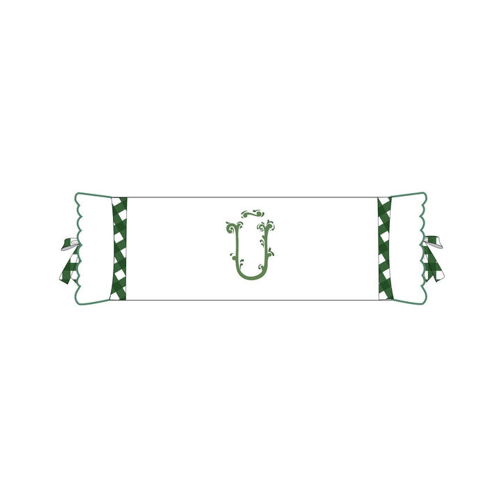 Seferî Flower Garden İnisyal Nakışlı Silindir Yastık Kılıfı - Yeşil