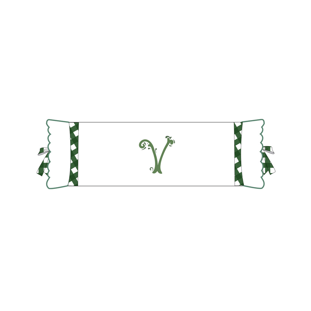 Seferî Flower Garden İnisyal Nakışlı Silindir Yastık Kılıfı - Yeşil