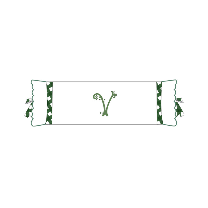 Seferî Flower Garden İnisyal Nakışlı Silindir Yastık Kılıfı - Yeşil