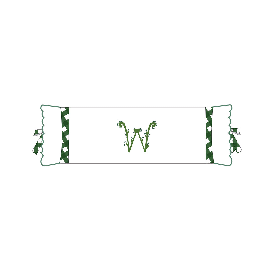 Seferî Flower Garden İnisyal Nakışlı Silindir Yastık Kılıfı - Yeşil