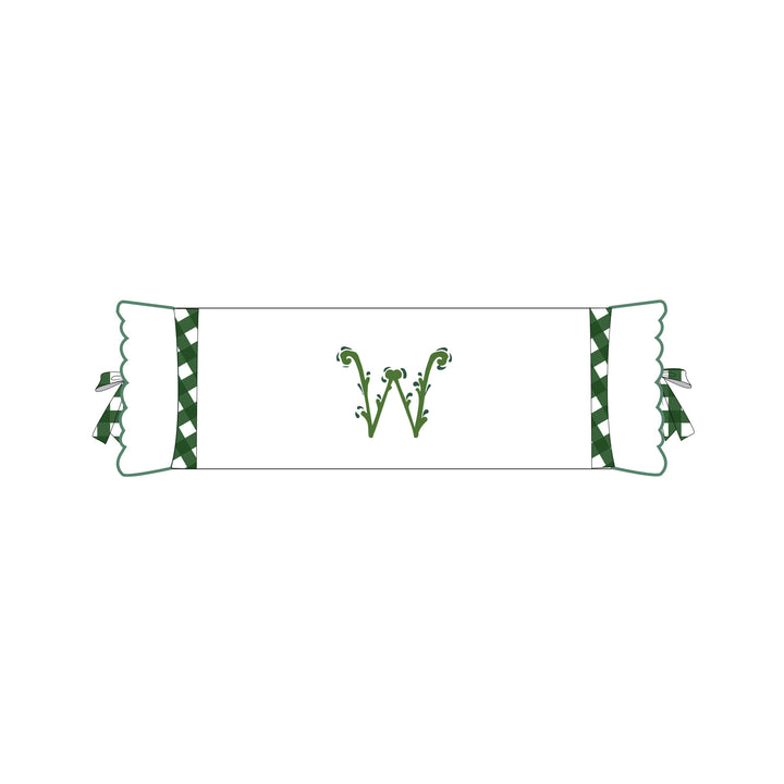 Seferî Flower Garden İnisyal Nakışlı Silindir Yastık Kılıfı - Yeşil