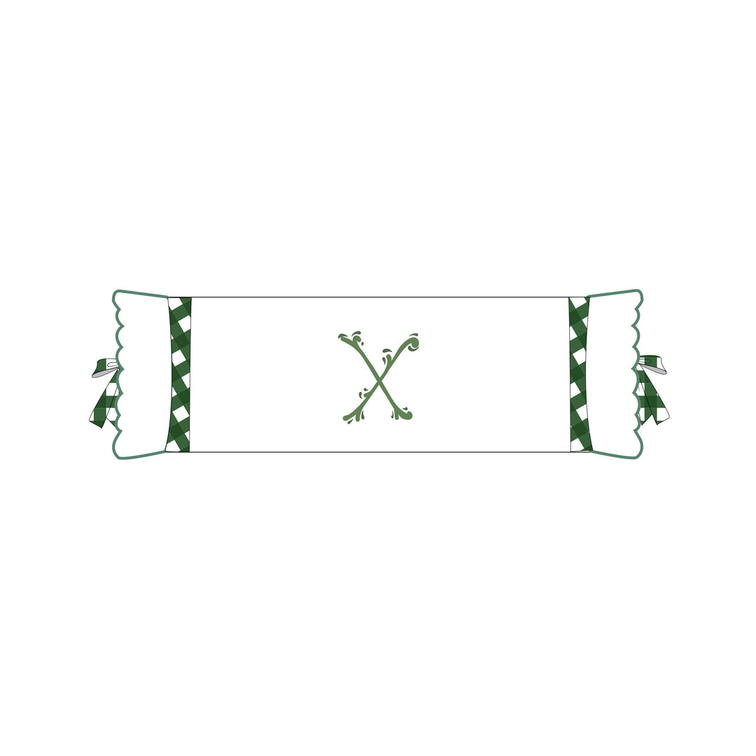 Seferî Flower Garden İnisyal Nakışlı Silindir Yastık Kılıfı - Yeşil