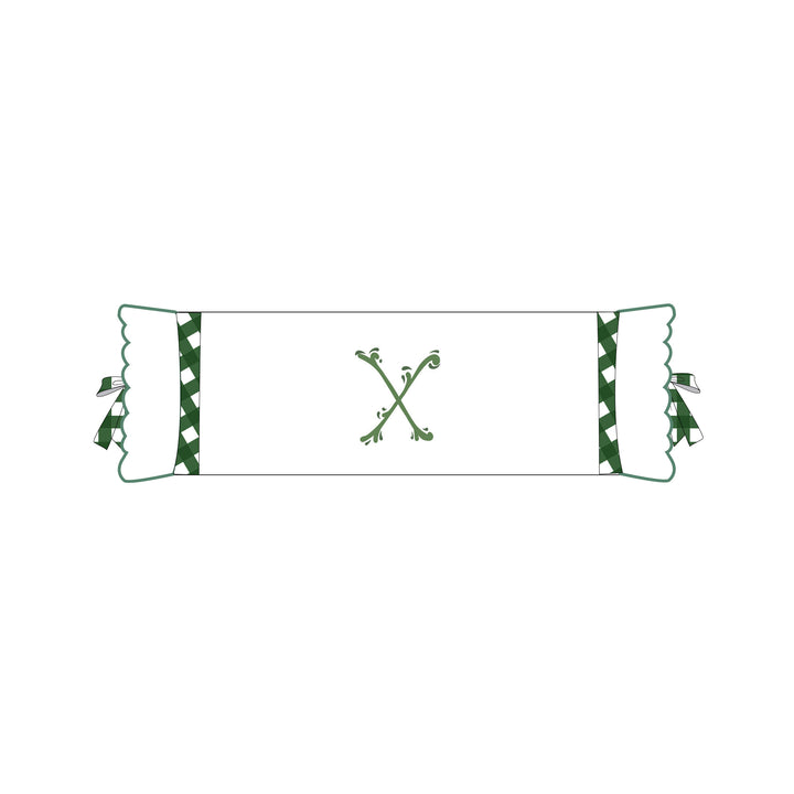 Seferî Flower Garden İnisyal Nakışlı Silindir Yastık Kılıfı - Yeşil