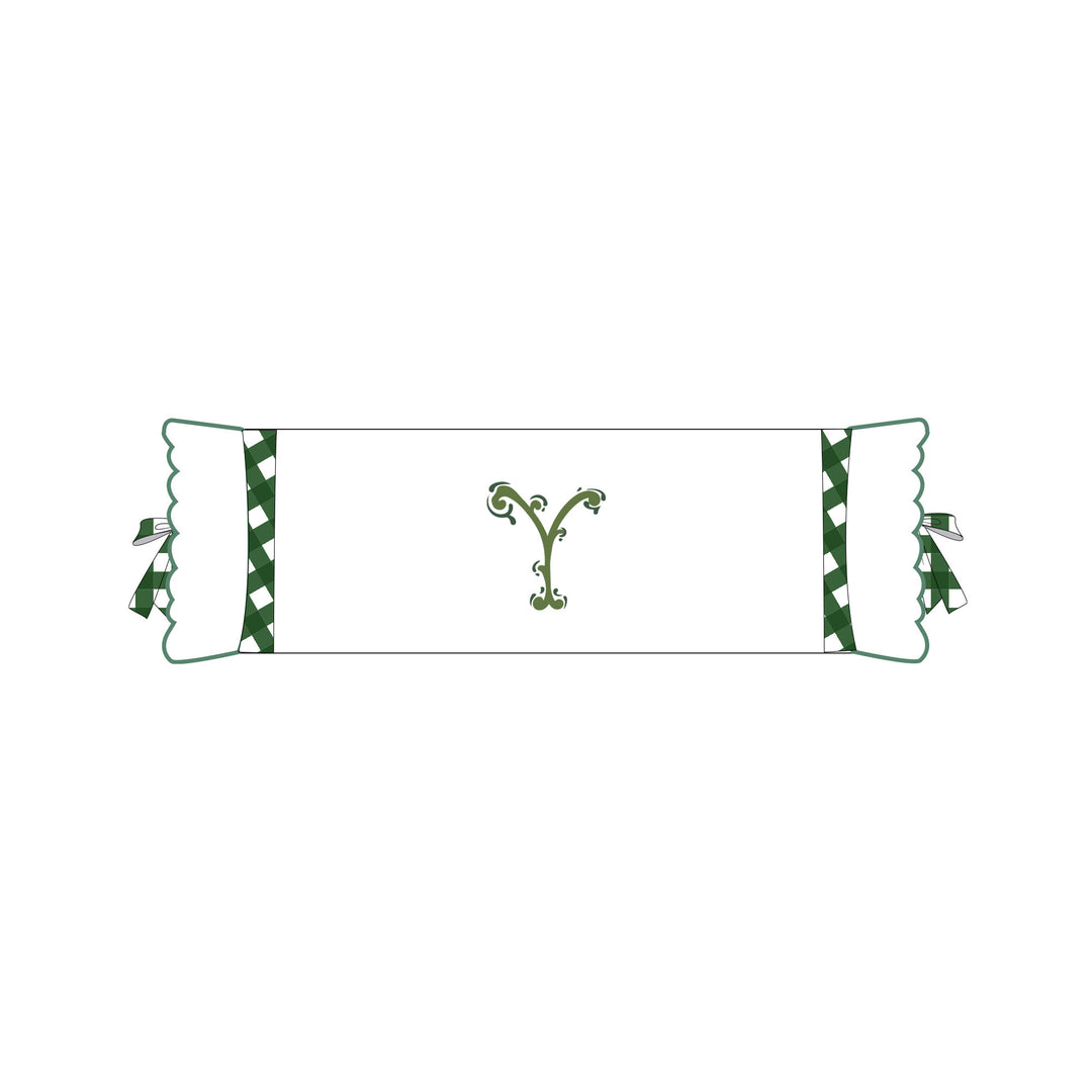 Seferî Flower Garden İnisyal Nakışlı Silindir Yastık Kılıfı - Yeşil