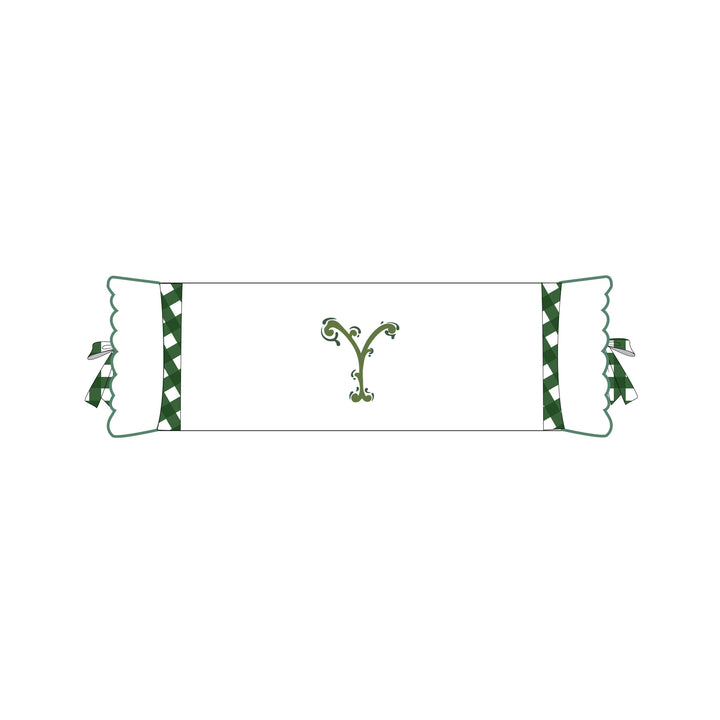 Seferî Flower Garden İnisyal Nakışlı Silindir Yastık Kılıfı - Yeşil