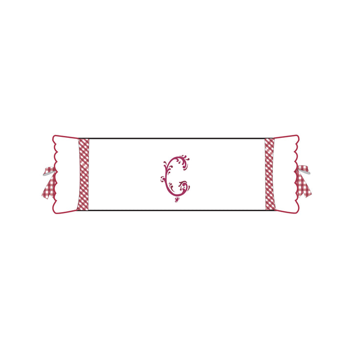 Seferî Flower Garden İnisyal Nakışlı Silindir Yastık Kılıfı - Pembe