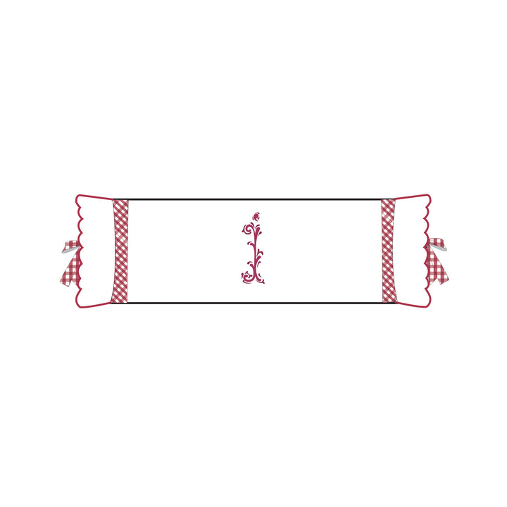 Seferî Flower Garden İnisyal Nakışlı Silindir Yastık Kılıfı - Pembe