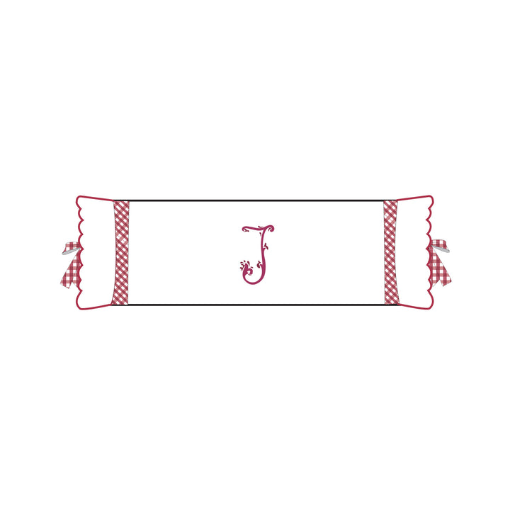 Seferî Flower Garden İnisyal Nakışlı Silindir Yastık Kılıfı - Pembe