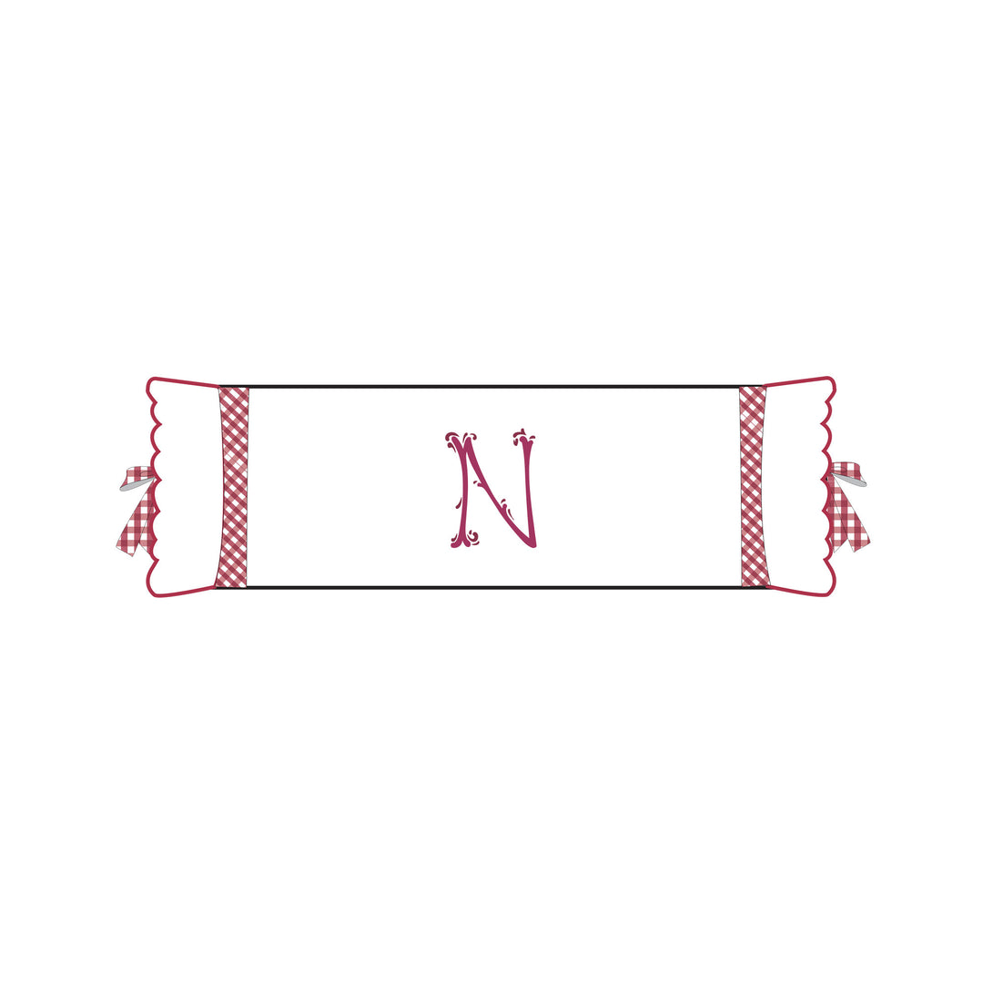 Seferî Flower Garden İnisyal Nakışlı Silindir Yastık Kılıfı - Pembe