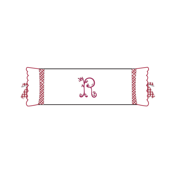 Seferî Flower Garden İnisyal Nakışlı Silindir Yastık Kılıfı - Pembe